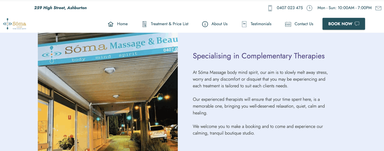 墨风工作室-墨尔本按摩/美容店网站-SomaMassage网站